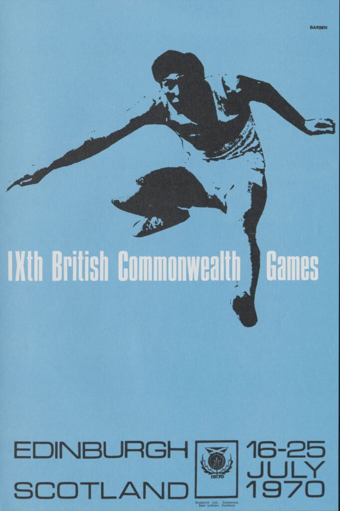 A programme for the 1970 Commonwealth Games with an image of an athlete