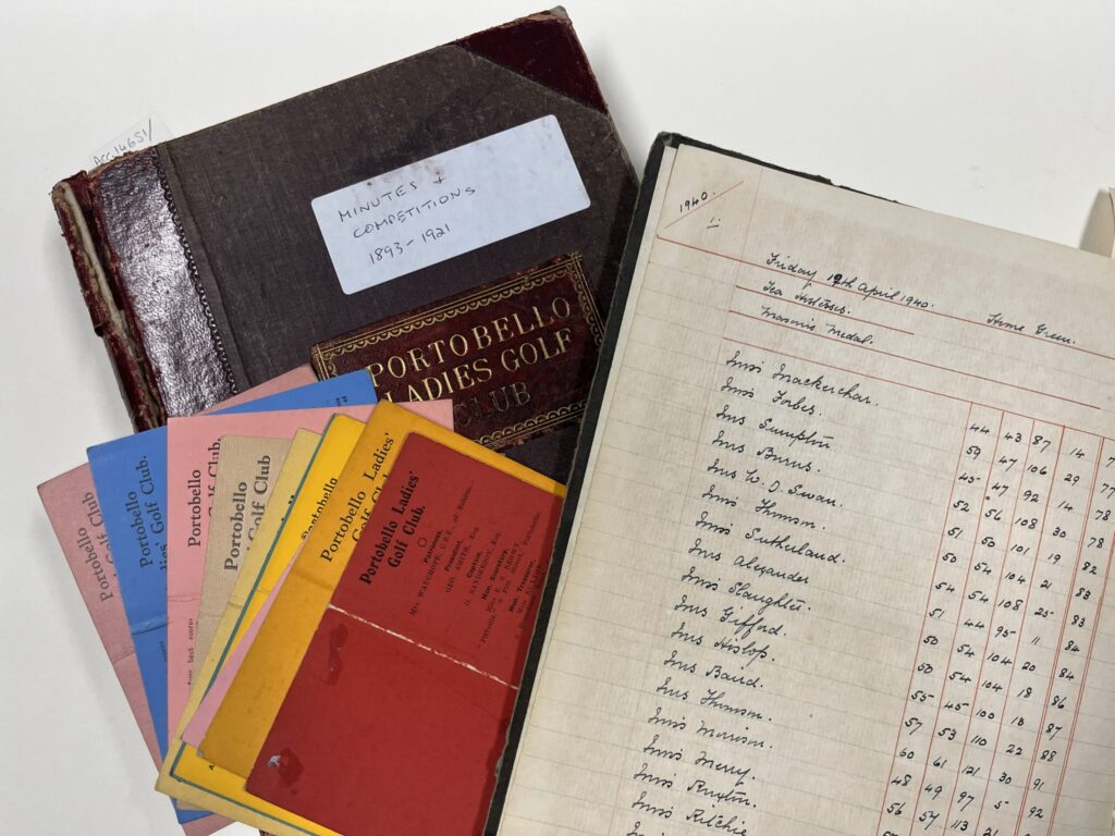 Minute books and membership cards from the Portobello Ladies Golf Club